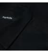 Thumbnail Close-up of the black shirt collar and shoulder seam.